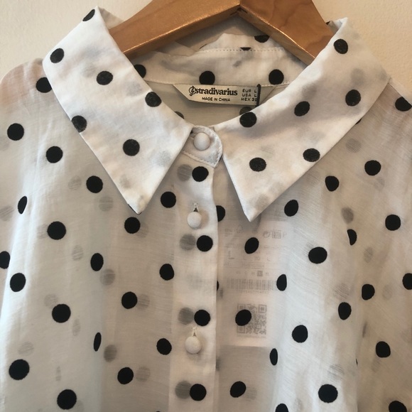 NWT ✨ ASOS / Stradivarius Polka Dot Button- Up - Picture 5 of 8